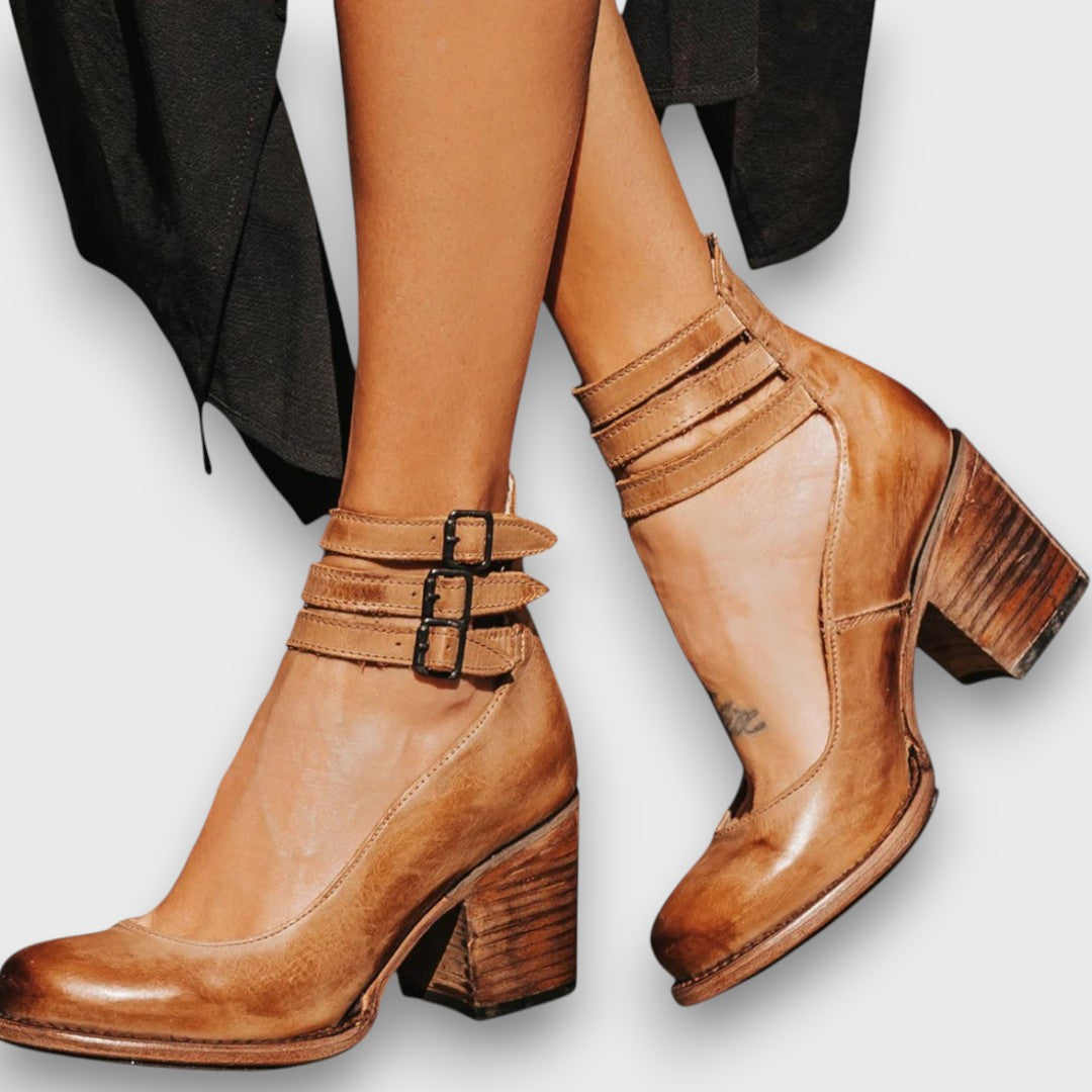 Ginevra Ankle Boots with Multiple Straps and Block Heel