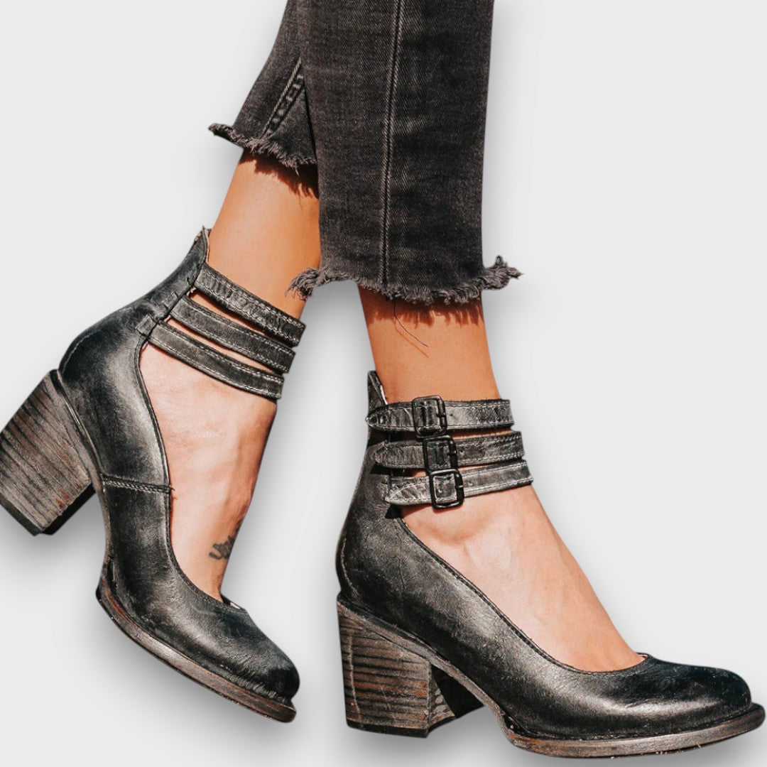 Ginevra Ankle Boots with Multiple Straps and Block Heel