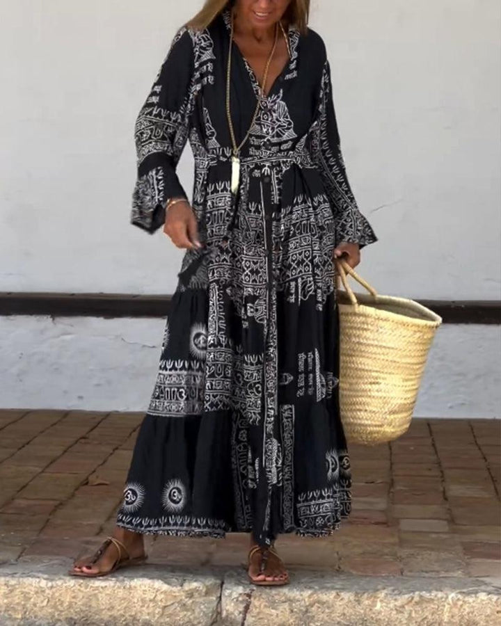 Emy | Trendy V-Neck Bell Sleeve Dress