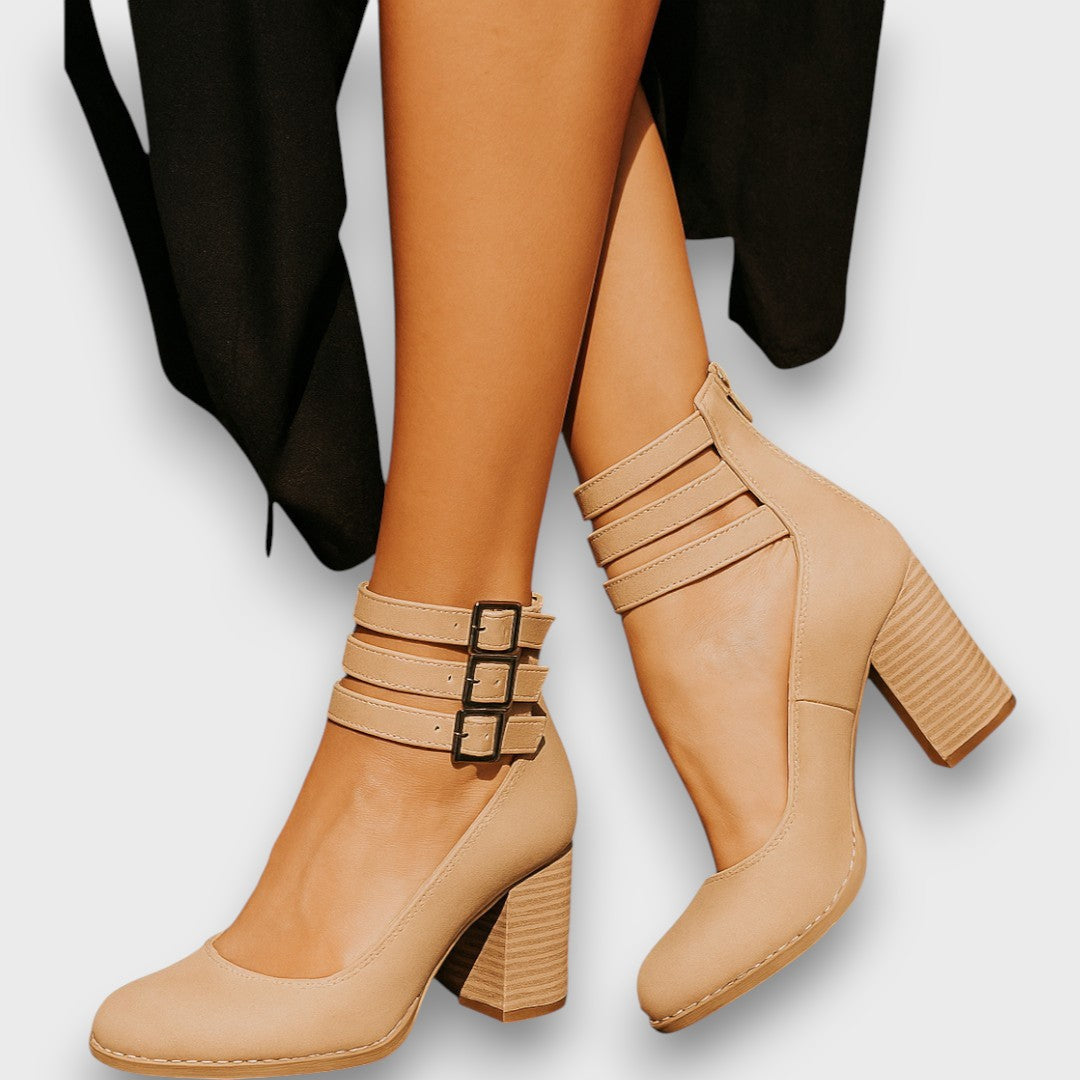Ginevra Ankle Boots with Multiple Straps and Block Heel