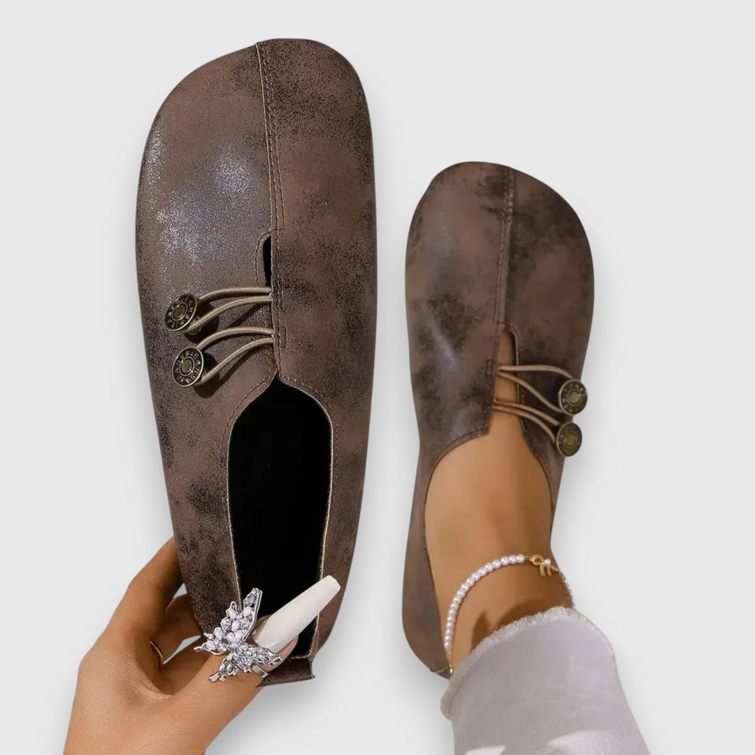 Halessia Soft Slippers with Vintage Button Detail