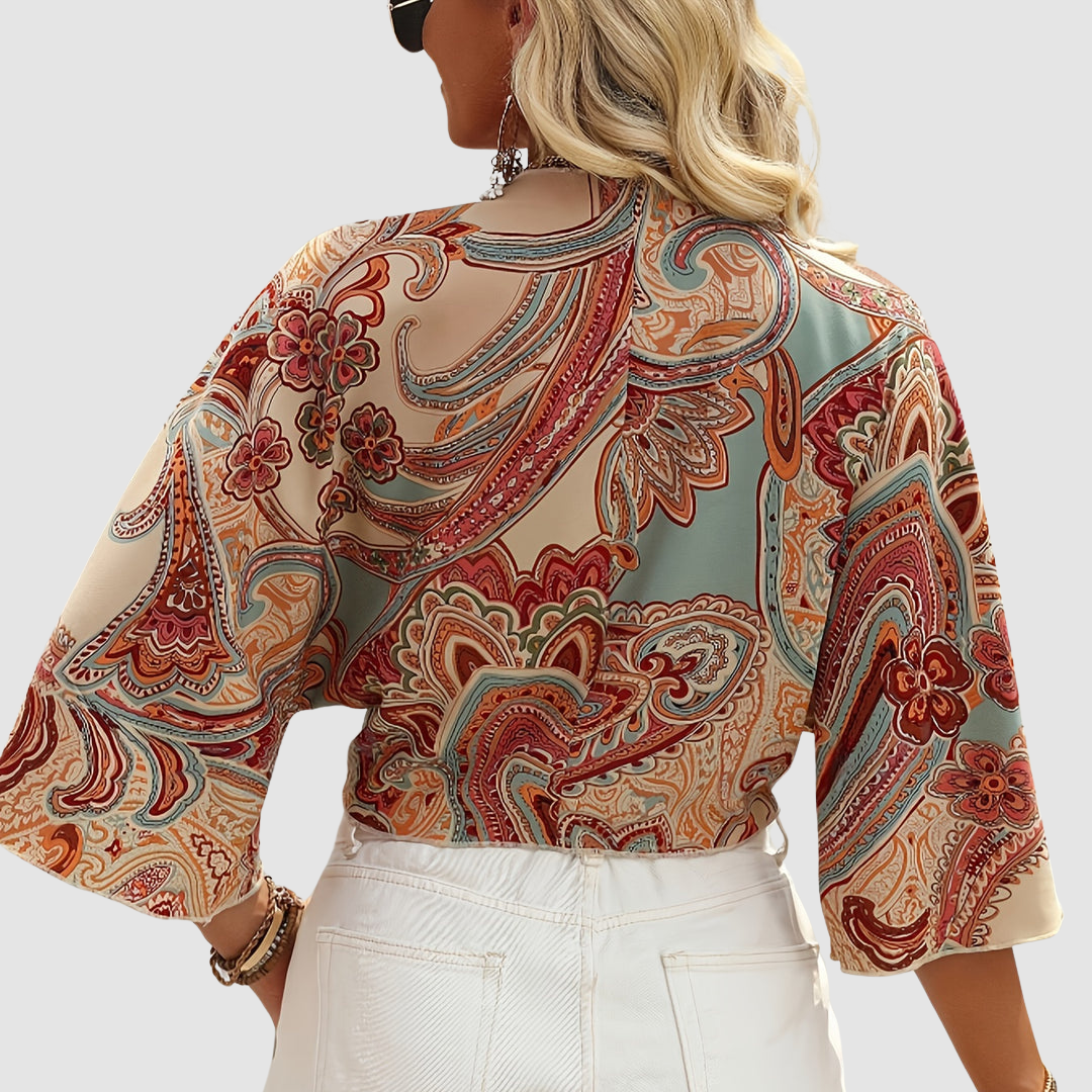 Amelia™ Elegant Boho Crop Blouse