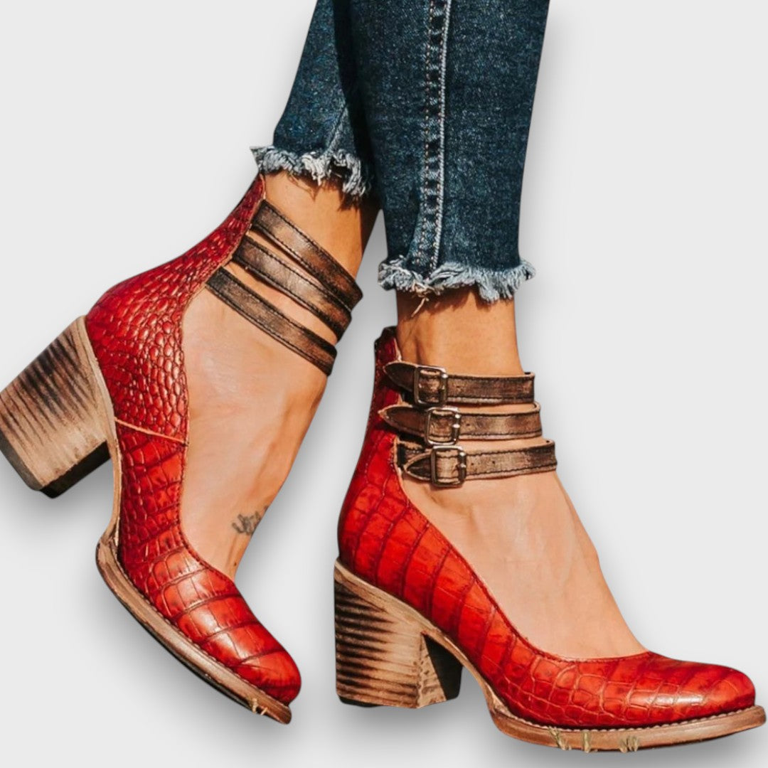 Ginevra Ankle Boots with Multiple Straps and Block Heel